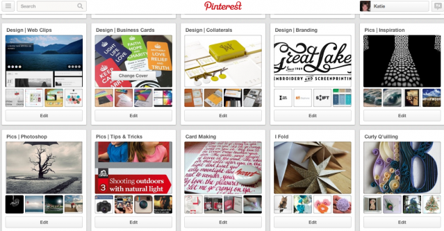 Pinterest boards grouped by theme for public view