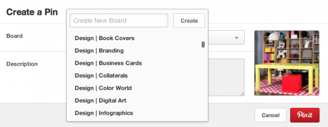 Pinterest design board names are grouped with the word Design at the front.